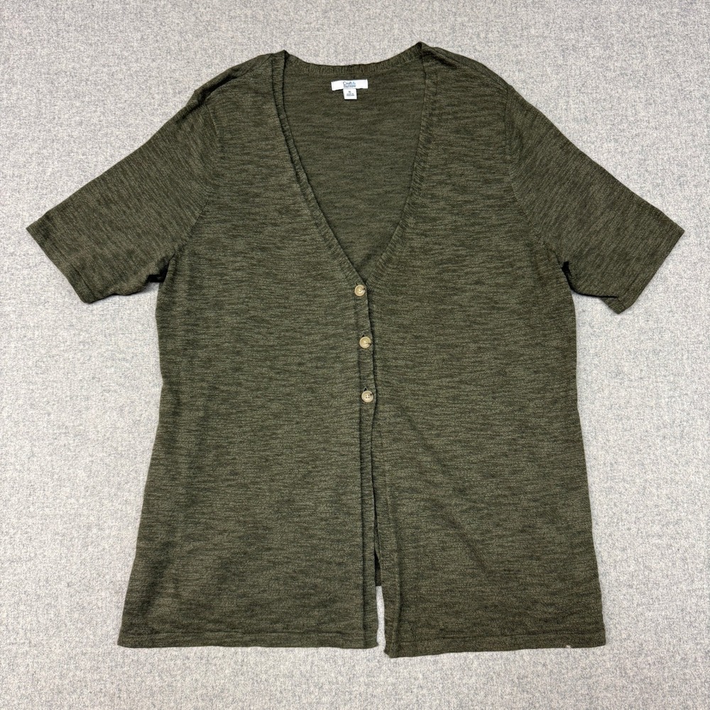 Croft & Barrow | Cardigan Sweater | XL | Olive Green | Short Sleeve Button Front